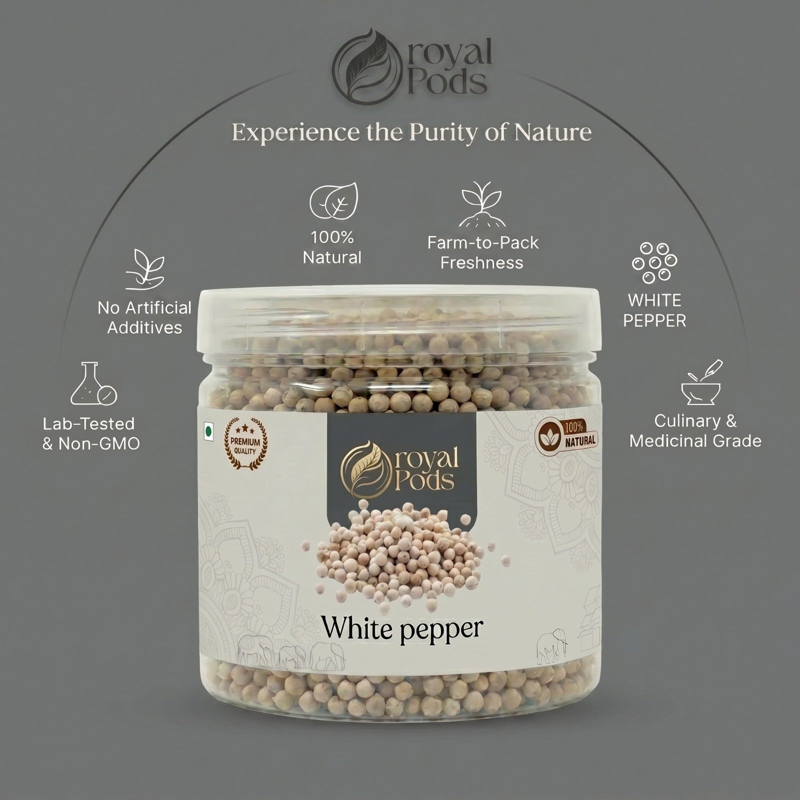 Premium White Pepper (Safed Mirch) | Whole & Aromatic