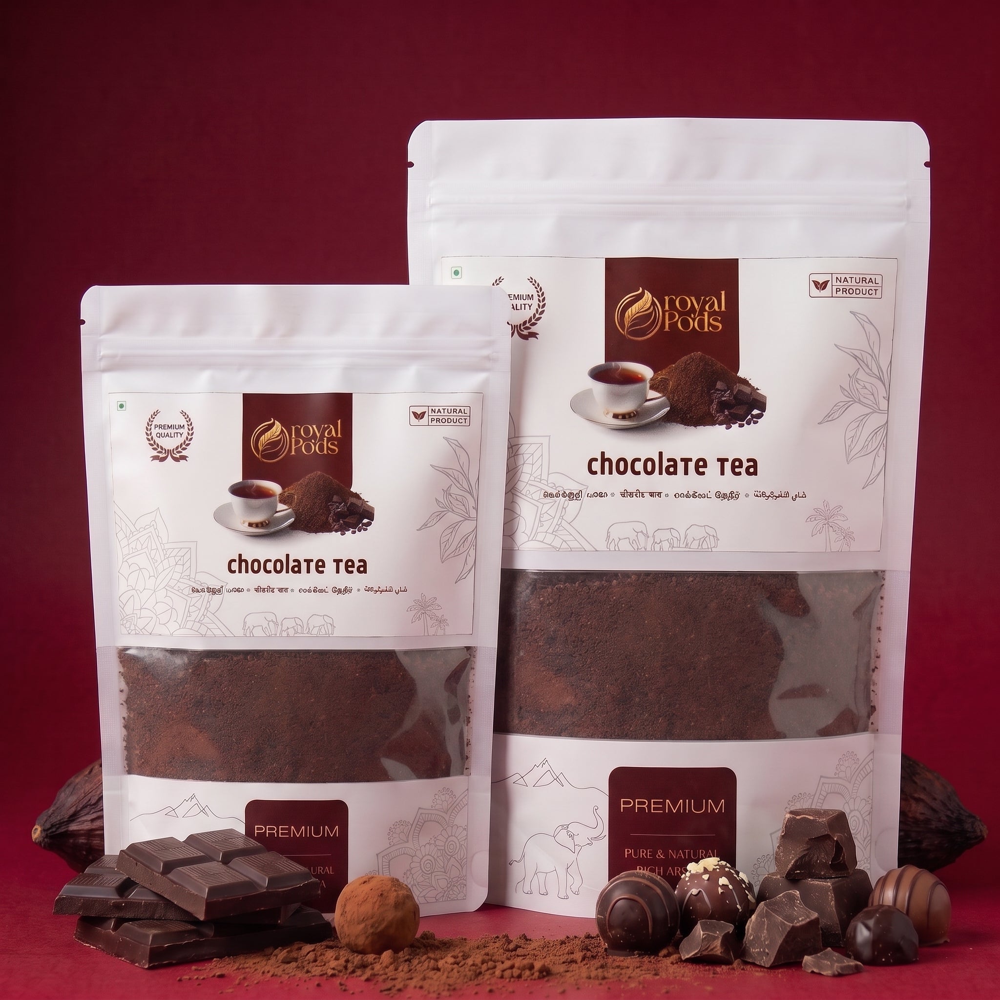 Premium Chocolate Tea Powder | Rich Chocolate Flavored Tea Mix